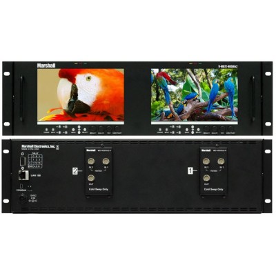 Marshall Electronics V-MD72-HDSDIx2 Dual 7" 3RU High Resolution LCD Rack Mount Monitor with Dual HD-SDI Modules and Loop-Through
